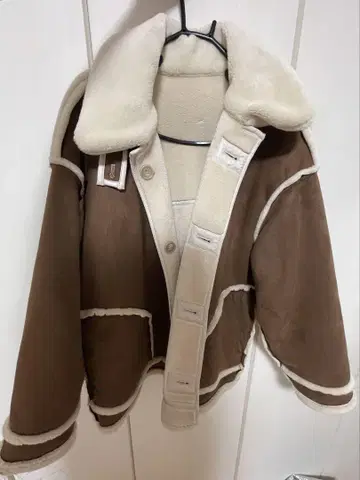 브라운 인조 모피 무스탕 코트