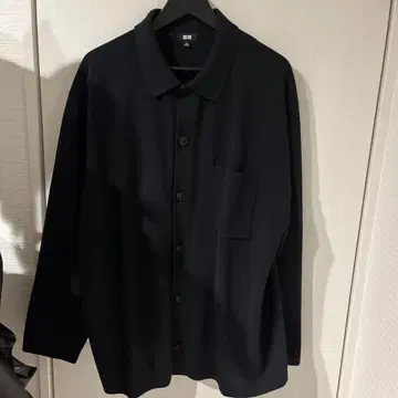 유니클로 밀라노 리브 셔츠 가디건 블랙 XXL
