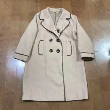핀 더블 브레스트 롱 코트