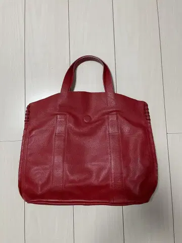 천연 가죽 토트백 빨간색 레드