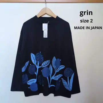 grin 베이직 천축 DOT 실 프린트 모크 T셔츠 다크 네이비