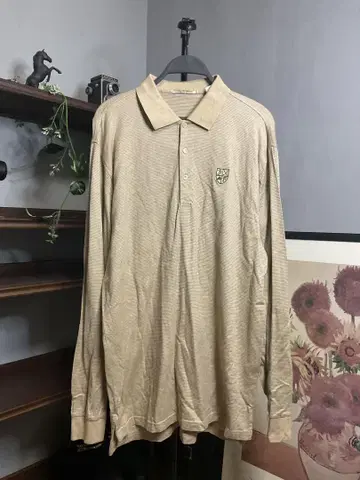 Peter Millar 베이지 피케 셔츠 골프 L 사이즈