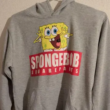 스펀지밥 후드 부착 후드티 그레이