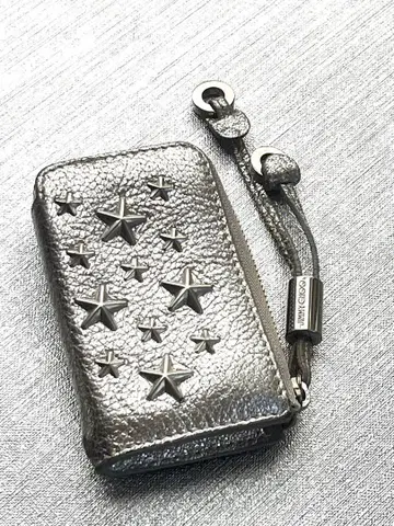 JIMMY CHOO 실버 별 스터드 코인 케이스 카드 케이스