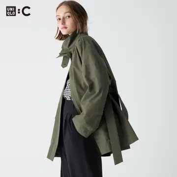 새상품 유니클로c 스탠드 카라 오버 사이즈 코트 올리브 XXL