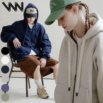 [ WV PROJECT ] Neocozy 속기모 집업 후드티 네이비