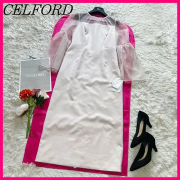 [ 미사용 택 포함 ] CELFORD 롱 원피스 핑크 베이지 38 M
