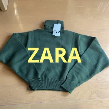 택 포함 미사용 새상품 ZARA 카키 터틀넥 니트