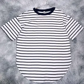 GAP [M] 반팔 티셔츠 화이트 네이비 보더 남성용 면 100%