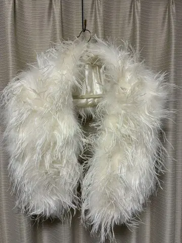 화이트 퍼 숄 롱 타입