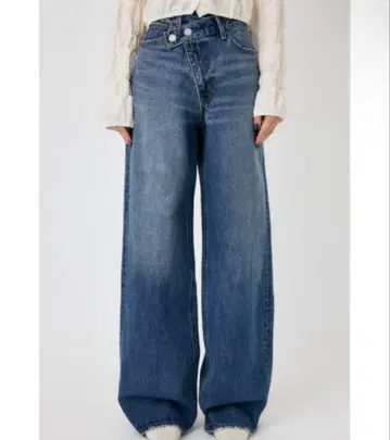 moussy 크로스 허리 와이드 스트레이트 데님
