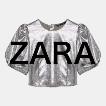 새상품급 ZARA 자라 실버 퍼프 슬리브 상의 S