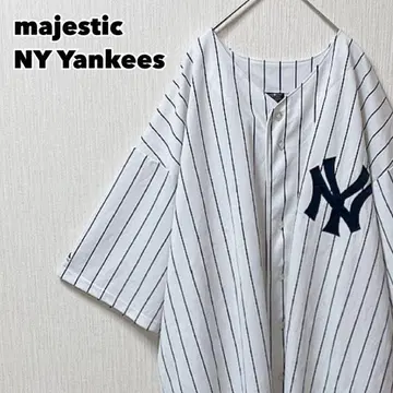 90s Majestic Yankees 베이스볼 셔츠 스트라이프