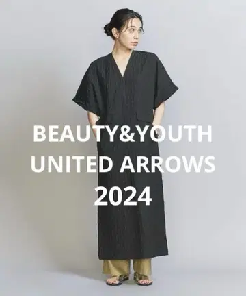 BEAUTY&YOUTH 자카드 V넥 원피스 BLACK S