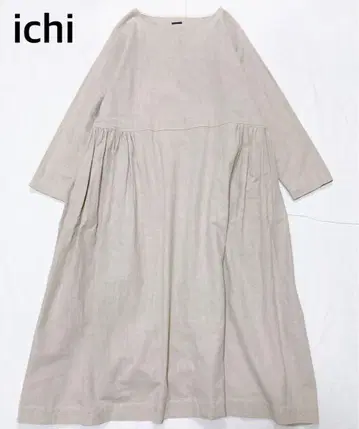 ichi 이치 개더 원피스 8~9부 소매 면린넨 소재