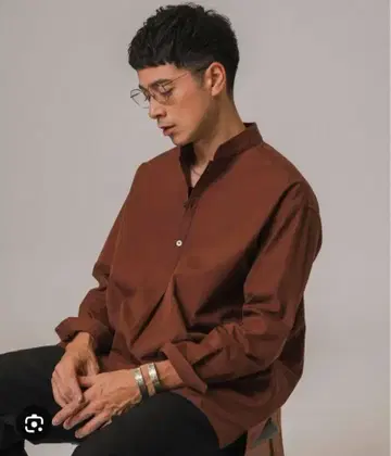 에디피스/토마스 메이슨 스탠드 카라 풀오버 셔츠/브라운 M