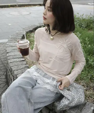 jumelle drawing flower sheer T