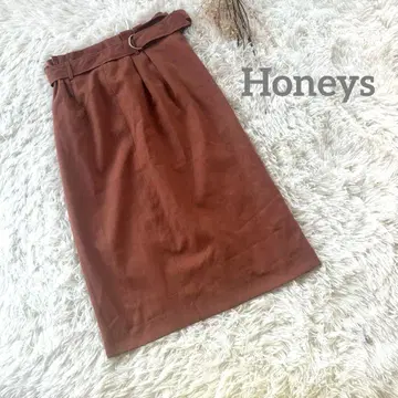 허니즈*타이트 롱 스커트 벨트 귀여운 오렌지 가을 무지
