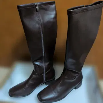 브라운 PU 가죽 롱 부츠 40 / 25cm