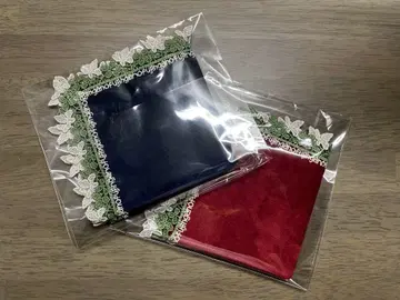 후진가호 긴자와 레이스점 콜라보 타월 손수건 네이비 레드 2장 세트