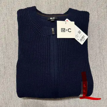 유니클로 UNIQLO:C 크루넥 풀 집업 가디건 L 네이비