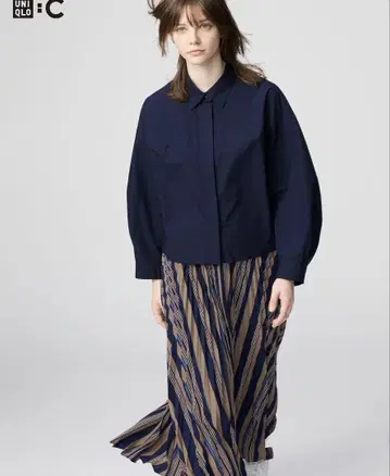 UNIQLO 코튼 코쿤 셔츠 S 네이비