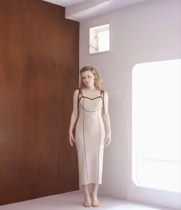 andmary Heart stitch long dress beige