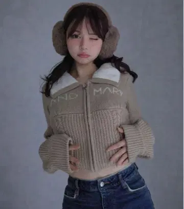 andmary Mary 로고 집업 탑 베이지
