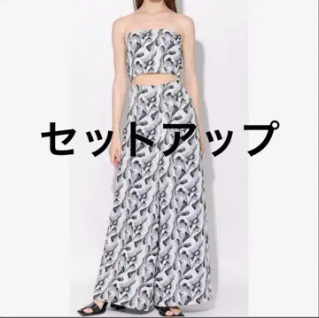 Melt the lady 플라워 섀도우 뷔스티에 상의 와이드 팬츠