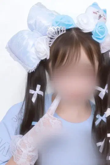 볼륨 헤어 세트 리본 포함 스카이블루 파란색