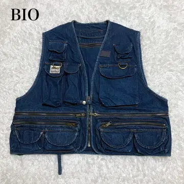 레어 BIO 바이오 낚시용 조끼 데님 80s 빈티지