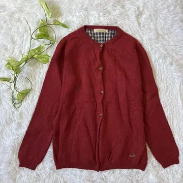 CROCODILE 여성용 긴팔 가디건 L 체크 울 레드