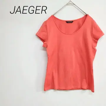 JAeger 오렌지 반팔 T셔츠 캐주얼 신축성 사이즈 10