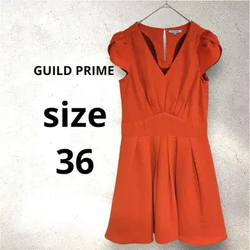 GUILD PRIME 오렌지 슬리브리스 플레어 드레스 S 사이즈 삼양상회