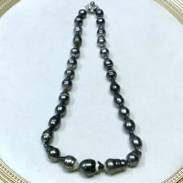 CG87 블랙 펄 진주 목걸이 SILVER 대형