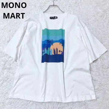 모노마트 반팔 티셔츠 티셔츠 상의 프린트 캐주얼 화이트