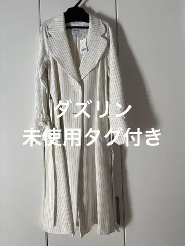 (미사용) dazzlin 화이트 스트라이프 트렌치코트