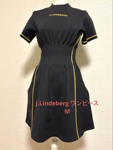 J.Lindeberg 블랙/옐로우 컬러 라인 원피스