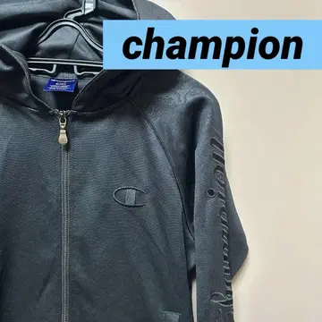 극강 시크 블랙 무늬 Champion 지퍼 후드티 저지 양키풍 S