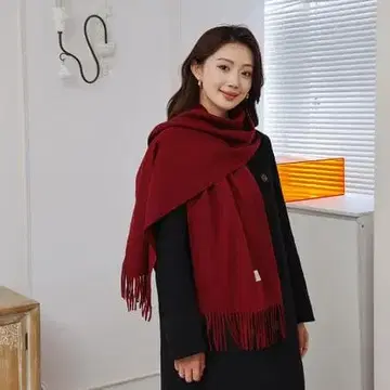 와인 레드 새상품 스톨 캐시미어 터치 여성용 가을/겨울 대형 머플러