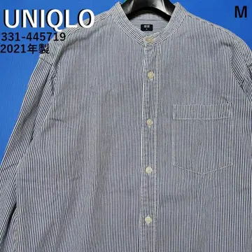 유니클로 UNIQLO 히코리 오버 사이즈 스탠드 카라 긴팔 셔츠 M