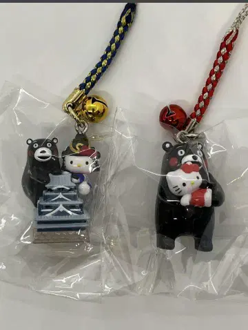헬로키티 쿠마몬 키링 구마모토 한정판 스트랩 2개 세트