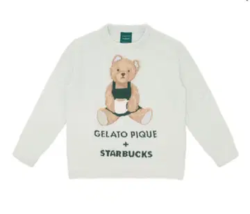 젤라피케 Starbucks 콜라보 파우더 베어 자카드 풀오버