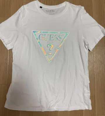 GUESS 화이트 홀로그램 T셔츠