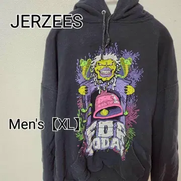 z177 [JERZEES] 프린트 후드티 (남성용 XL) 블랙