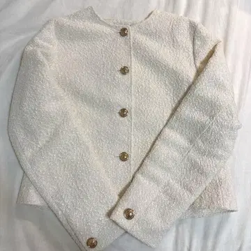 ZARA 트위드 자켓 아이보리 L