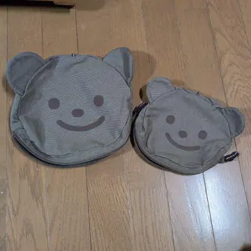 Familia 곰 얼굴 파우치 2개 세트 브라운