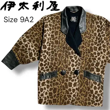 이타리야 아우터 레트로 천연 가죽 레오파드 무늬 자켓 사이즈 9A2
