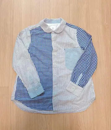 새상품급 nop de nod 눞드눞 둥근 카라 셔츠 패치워크