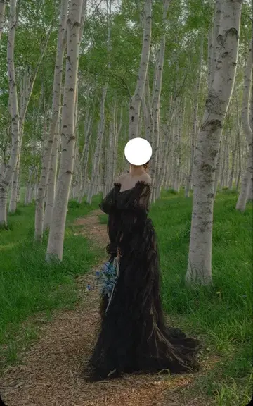 블랙 오프숄더 롱 드레스